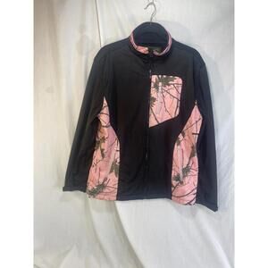 Trail Crest Woman Black Med Pink Camo Full Zip Softshell Jacket Hunt Hike
